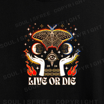 Soulisfree Live or Die Moth Mystic Eye Occult Graphic Crop Tee