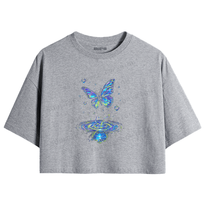 Soulisfree Butterfly Ripple Iridescent Dream Crop Tee