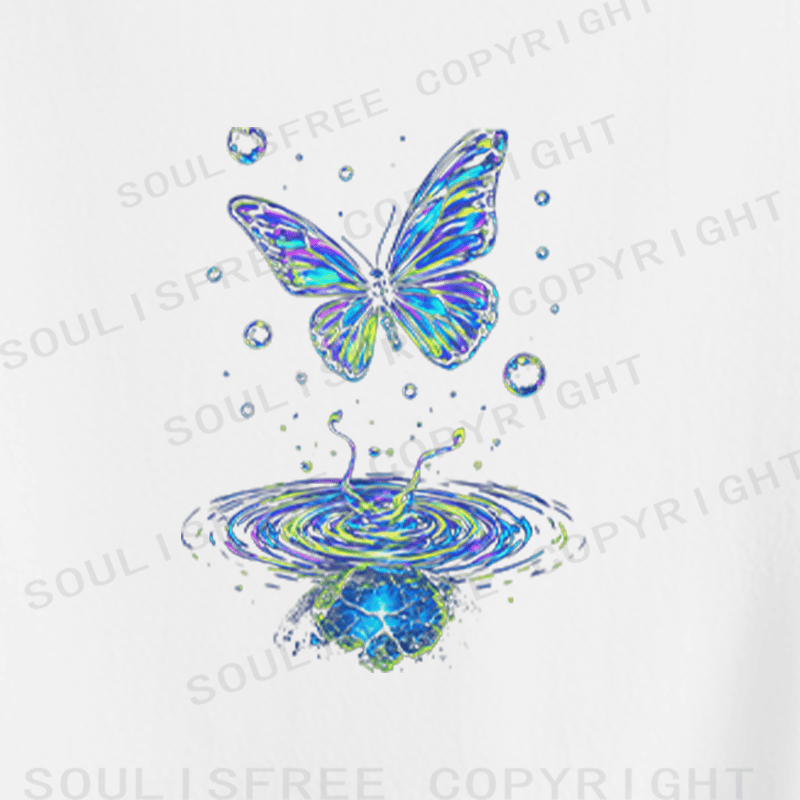 Soulisfree Butterfly Ripple Iridescent Dream Crop Tee