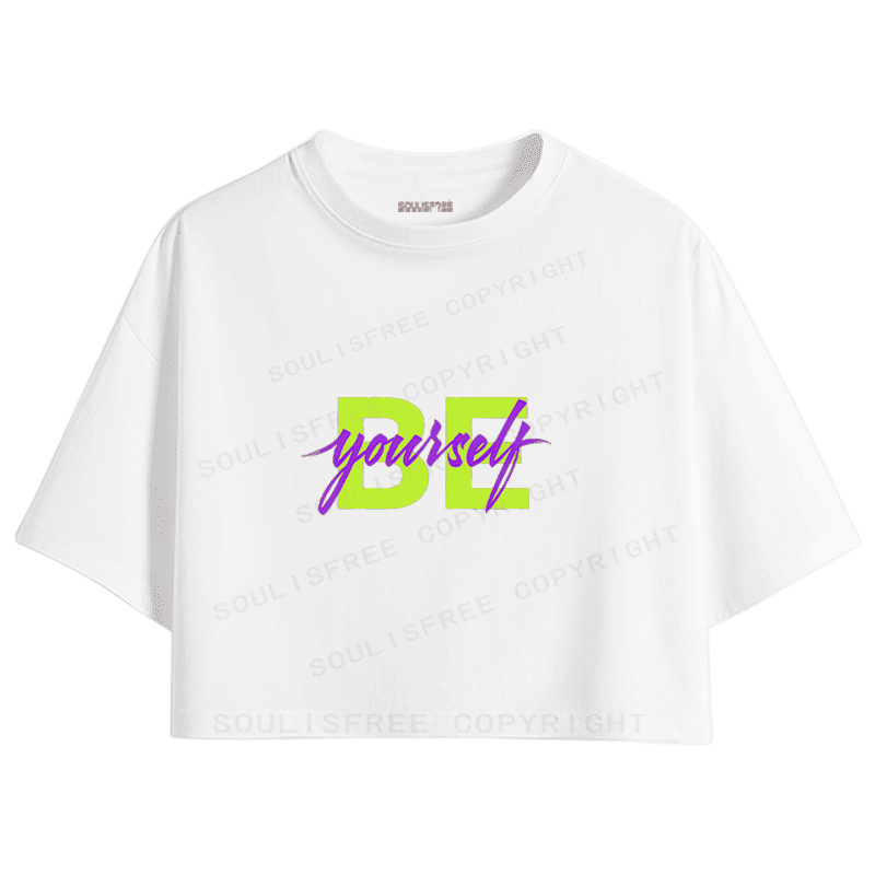 Soulisfree Bold Script Color Block Crop Tee