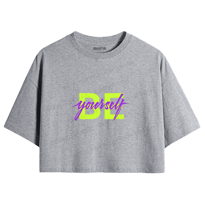 Soulisfree Bold Script Color Block Crop Tee