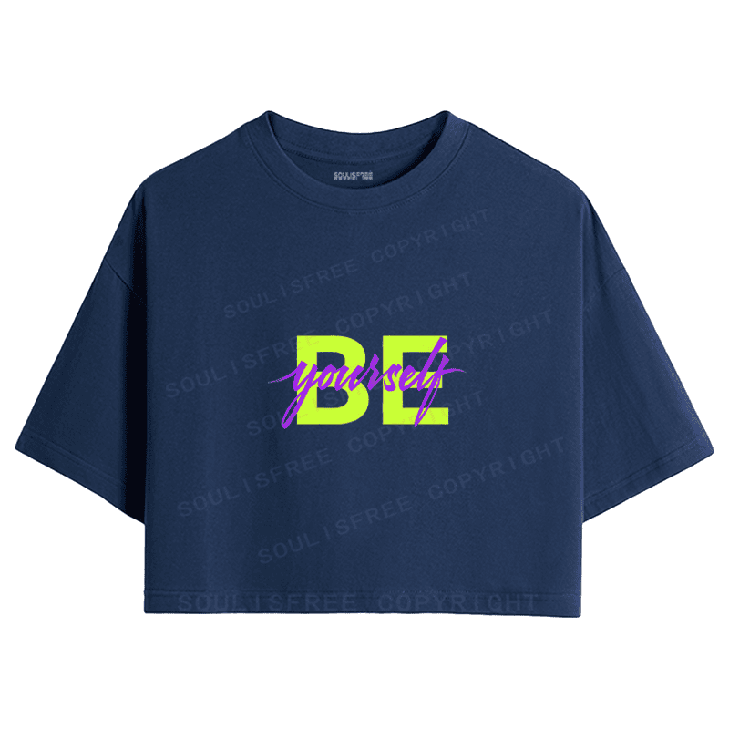 Soulisfree Bold Script Color Block Crop Tee