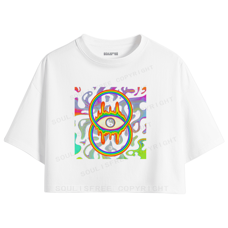 Soulisfree Trippy Rainbow Eye Infinity Crop Tee