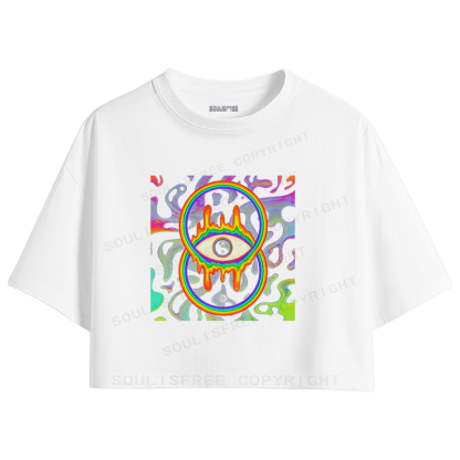 Soulisfree Trippy Rainbow Eye Infinity Crop Tee