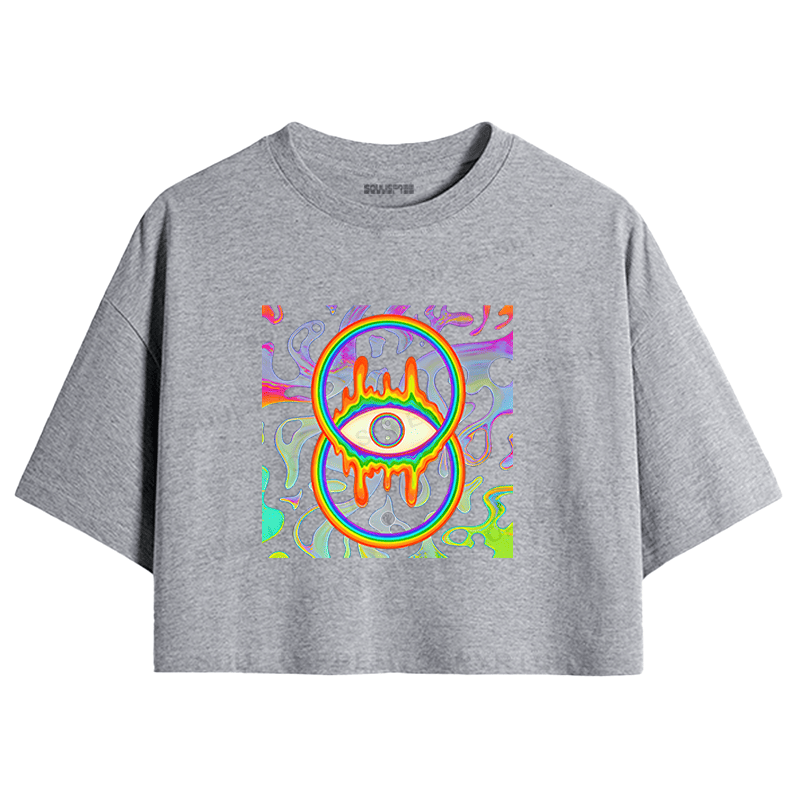 Soulisfree Trippy Rainbow Eye Infinity Crop Tee