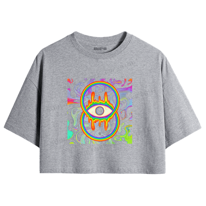 Soulisfree Trippy Rainbow Eye Infinity Crop Tee
