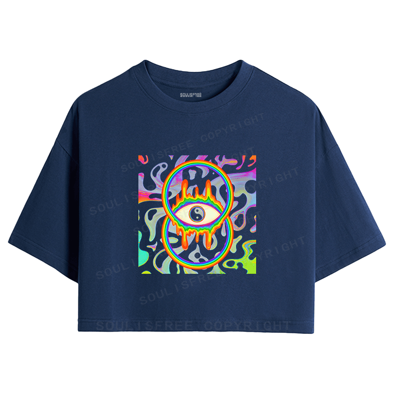 Soulisfree Trippy Rainbow Eye Infinity Crop Tee