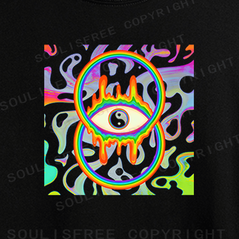 Soulisfree Trippy Rainbow Eye Infinity Crop Tee