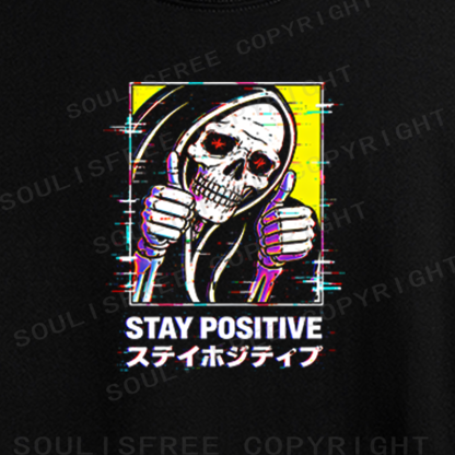 Soulisfree Cyberpunk Grim Reaper Stay Positive Crop Tee