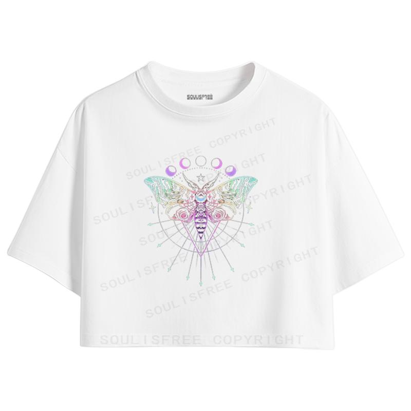 Soulisfree Mystic Moth Cosmic  Crop Tee