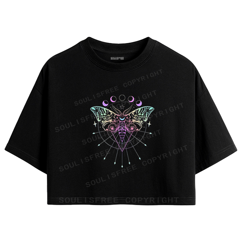 Soulisfree Mystic Moth Cosmic  Crop Tee