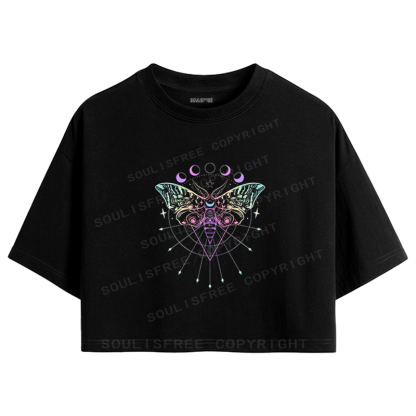 Soulisfree Mystic Moth Cosmic  Crop Tee