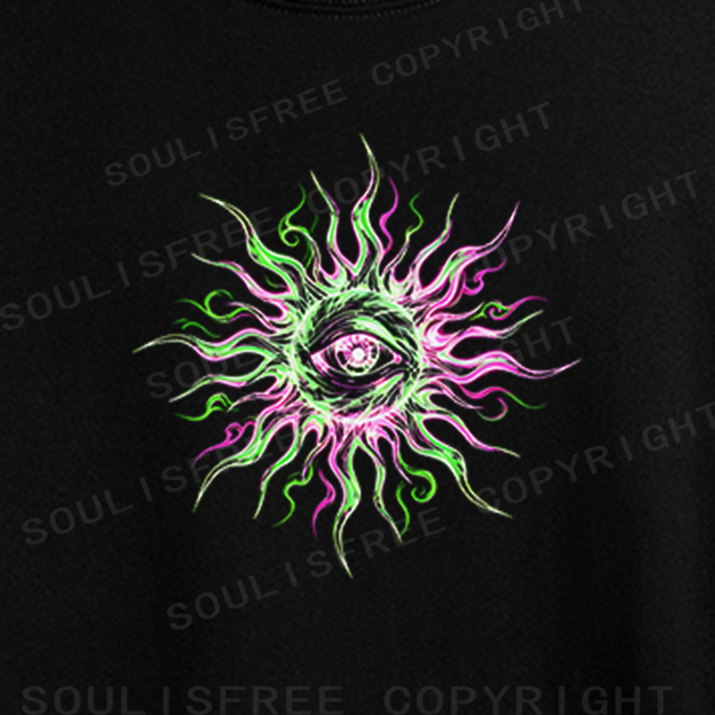 Soulisfree Psychedelic Eye Flame Crop Tee