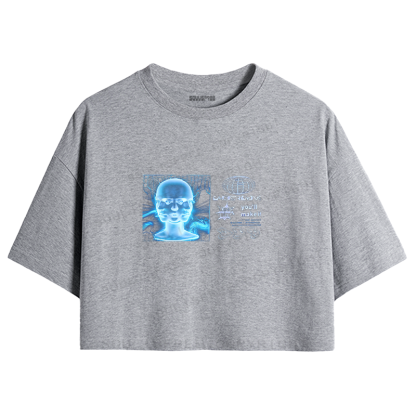 Soulisfree Cyberwave Digital Head Graphic Crop Tee