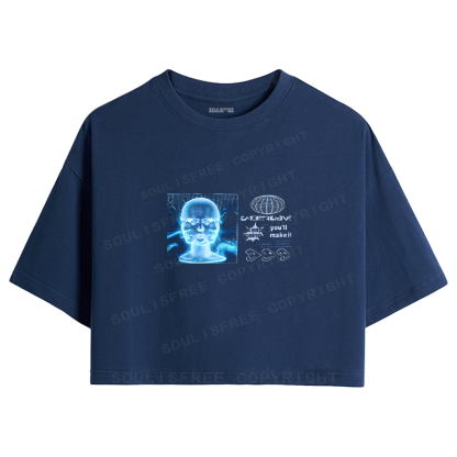 Soulisfree Cyberwave Digital Head Graphic Crop Tee