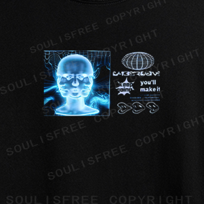 Soulisfree Cyberwave Digital Head Graphic Crop Tee