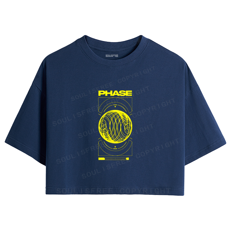 Soulisfree Cybernetic Phase Graphic Crop Tee