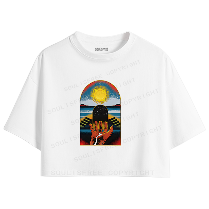 Soulisfree Cosmic Gatekeeper Celestial Horizon Crop Tee