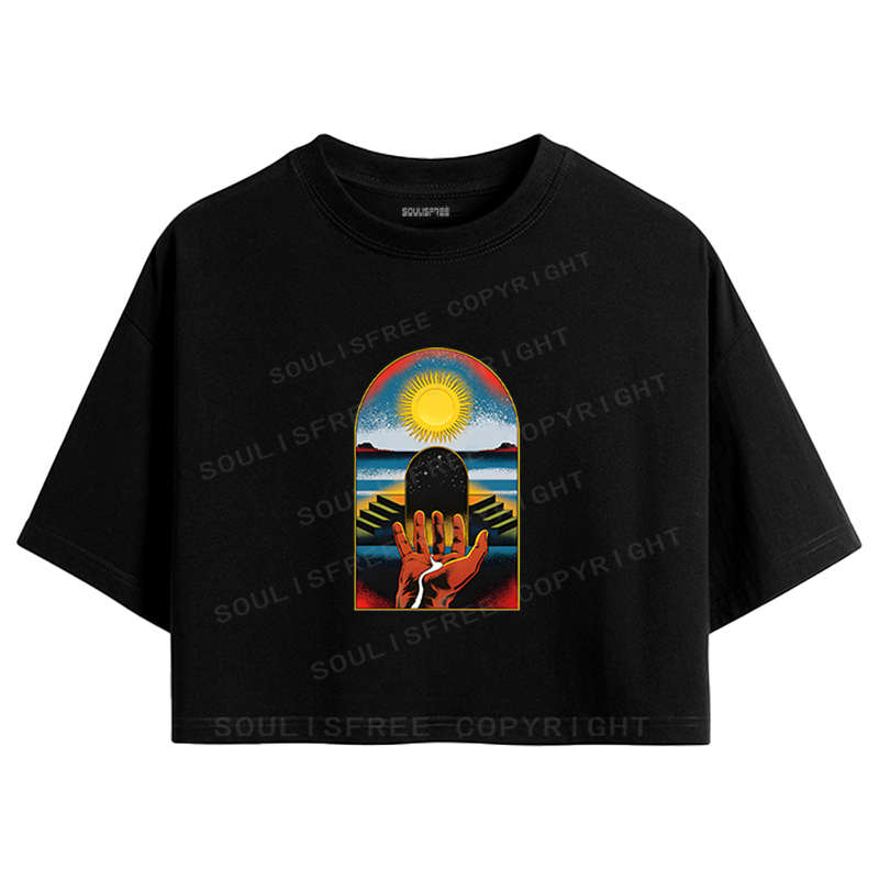 Soulisfree Cosmic Gatekeeper Celestial Horizon Crop Tee