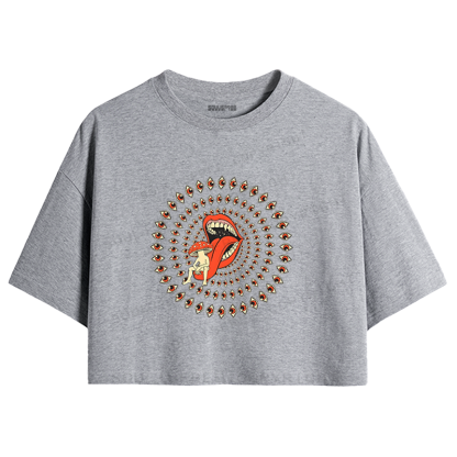 Soulisfree All-Seeing Mouth Statement Crop Tee