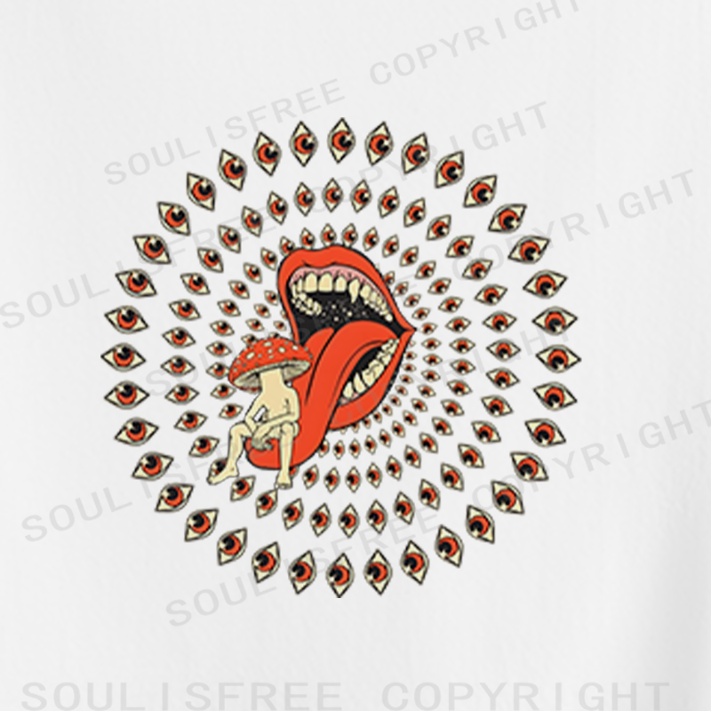 Soulisfree All-Seeing Mouth Statement Crop Tee