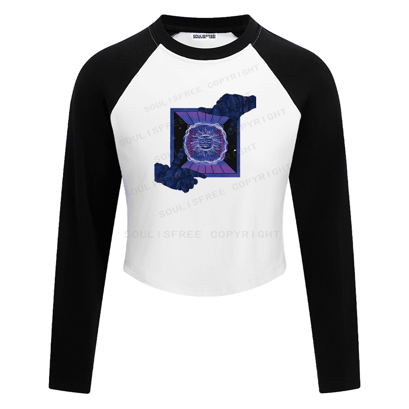 Soulisfree Raglan Neon Psychedelic Portal Artistic Crop Tee