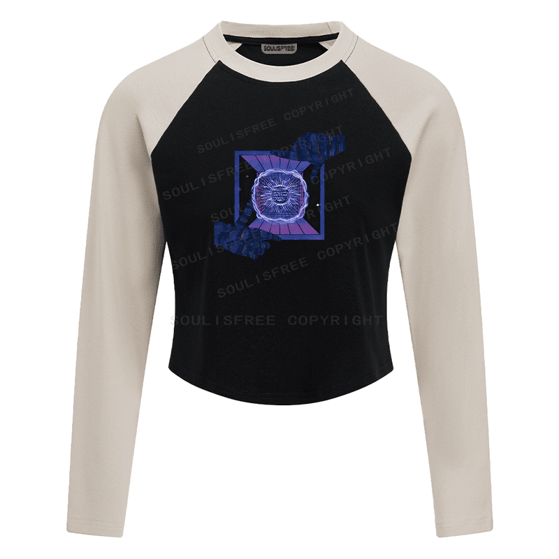 Designed Vibes of the Sun Block Raglan Long Sleeve Crop Top | Soulisfree
