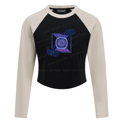 Soulisfree Raglan Neon Psychedelic Portal Artistic Crop Tee