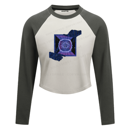 Soulisfree Raglan Neon Psychedelic Portal Artistic Crop Tee