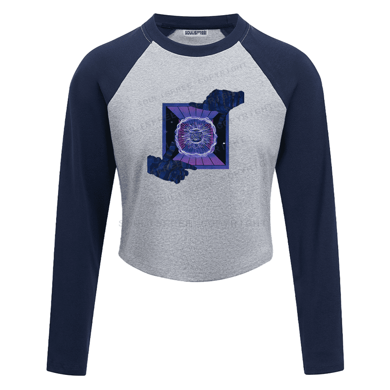 Soulisfree Raglan Neon Psychedelic Portal Artistic Crop Tee