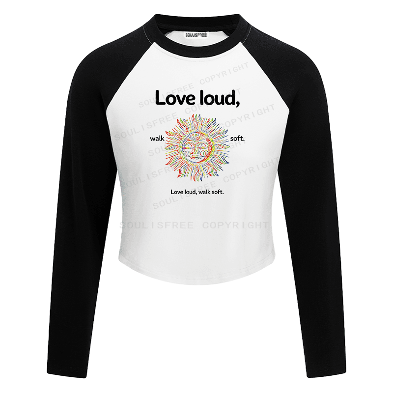 Designed Vibes of the Sun Block Raglan Long Sleeve Crop Top | Soulisfree
