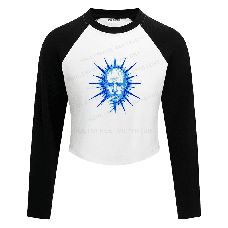 Soulisfree Raglan Quiet Face Of Fire Artistic Crop Tee