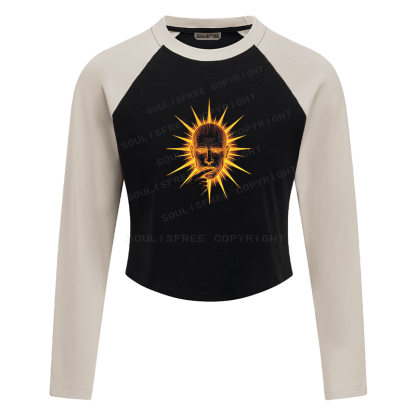 Soulisfree Raglan Quiet Face Of Fire Artistic Crop Tee