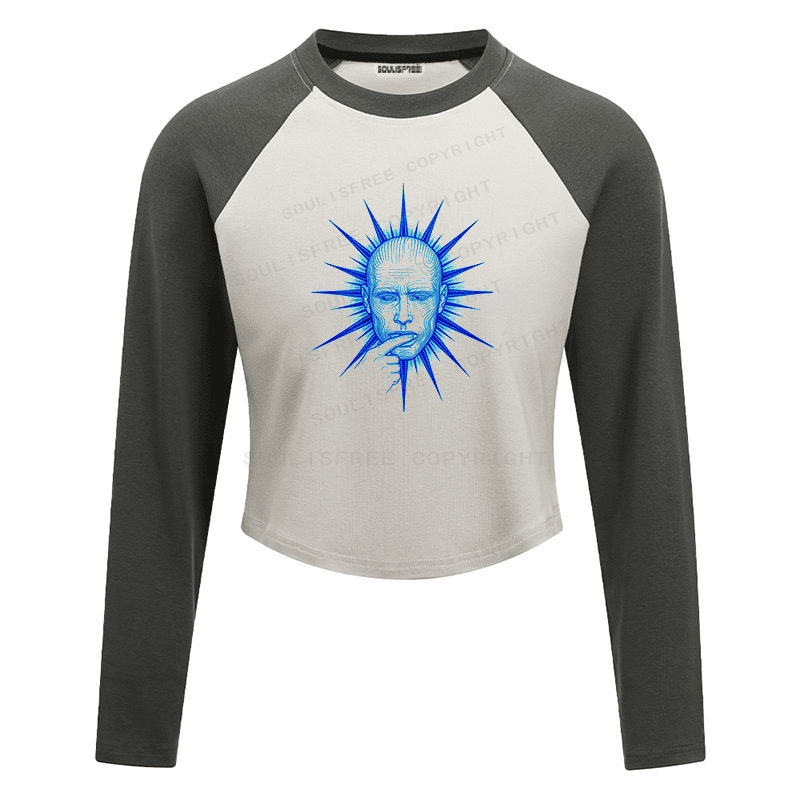 Soulisfree Raglan Quiet Face Of Fire Artistic Crop Tee