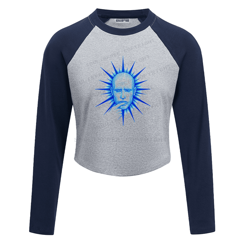 Soulisfree Raglan Quiet Face Of Fire Artistic Crop Tee