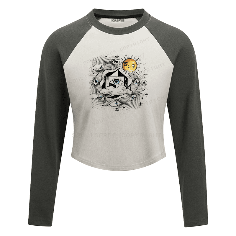 Soulisfree Raglan The Eye Collects The Light Artistic Crop Tee