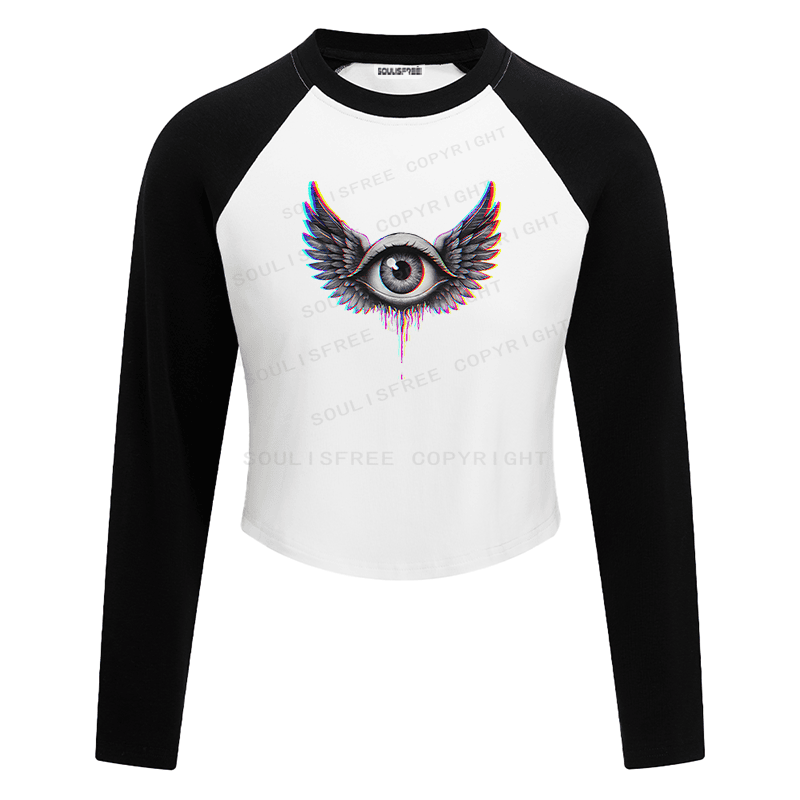 Soulisfree Winged Eye Soul Flight Illusion Raglan Crop Tee