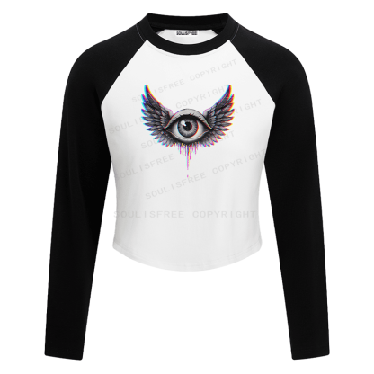 Soulisfree Winged Eye Soul Flight Illusion Raglan Crop Tee