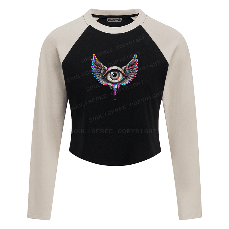 Soulisfree Winged Eye Soul Flight Illusion Raglan Crop Tee