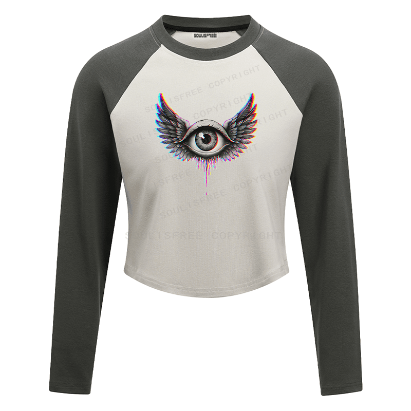 Soulisfree Winged Eye Soul Flight Illusion Raglan Crop Tee