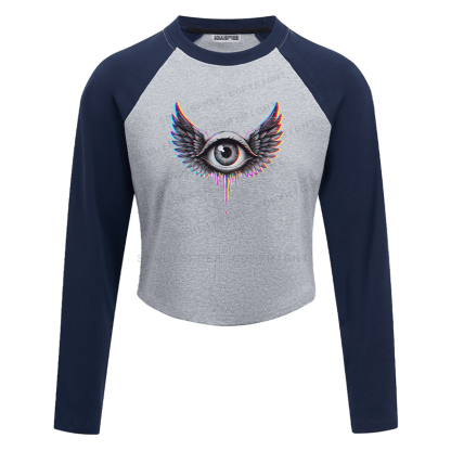 Soulisfree Winged Eye Soul Flight Illusion Raglan Crop Tee