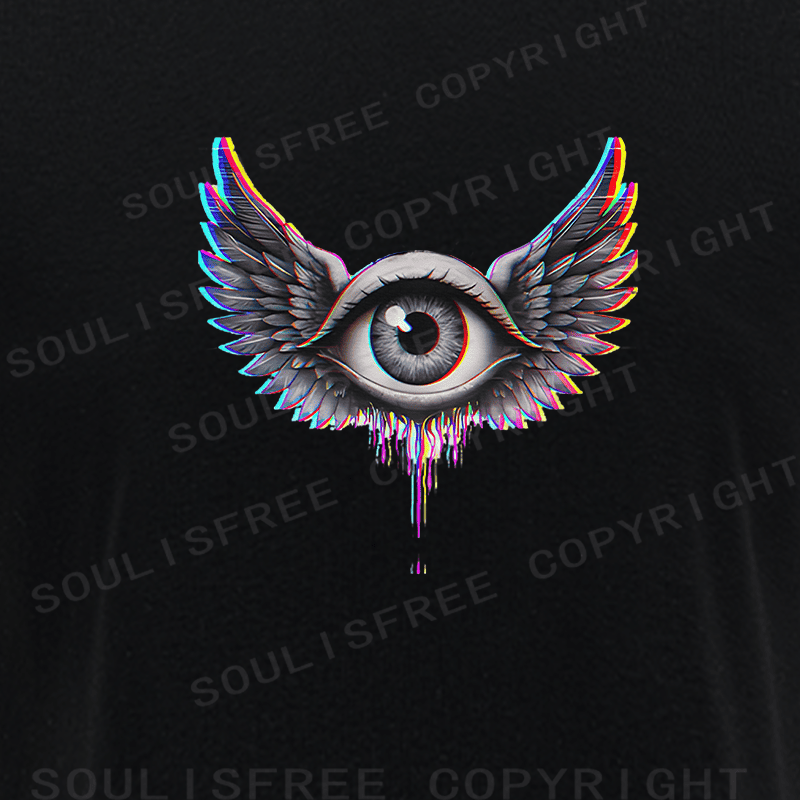 Soulisfree Winged Eye Soul Flight Illusion Raglan Crop Tee