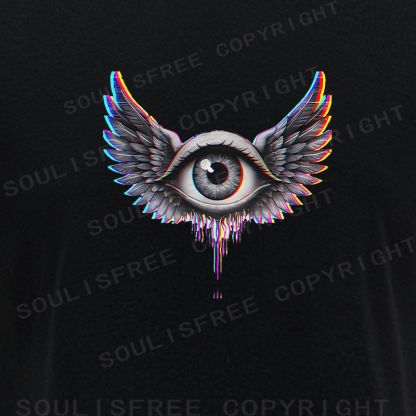 Soulisfree Winged Eye Soul Flight Illusion Raglan Crop Tee
