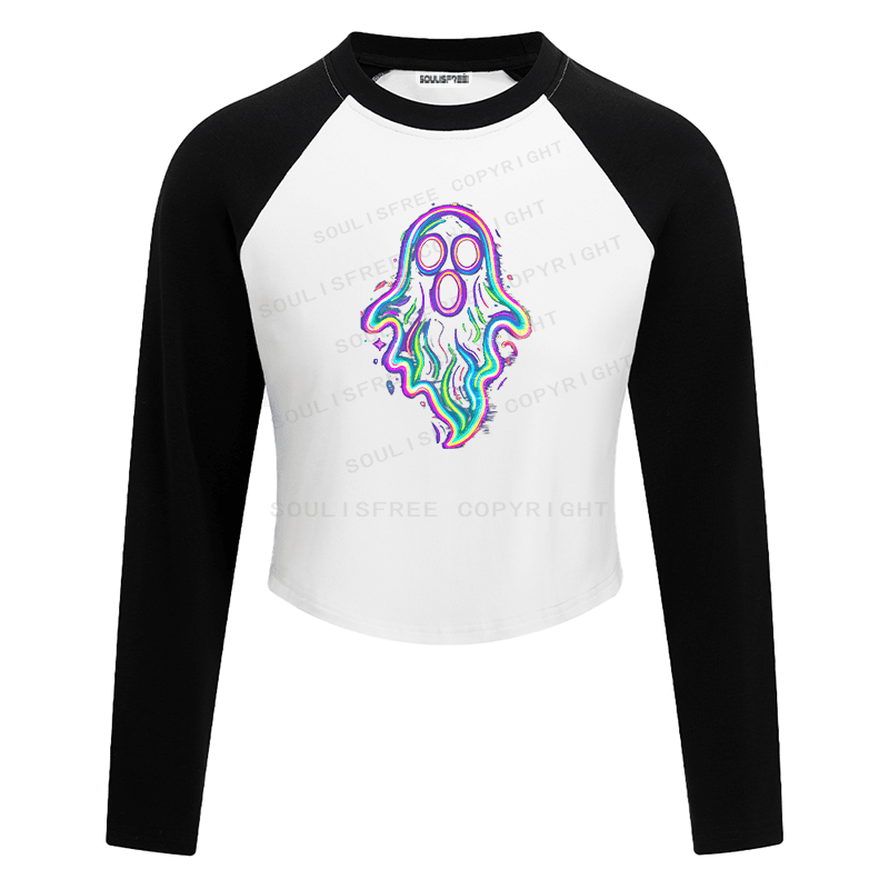 Soulisfree Neon Ghost Color Flow Illusion Raglan Crop Tee