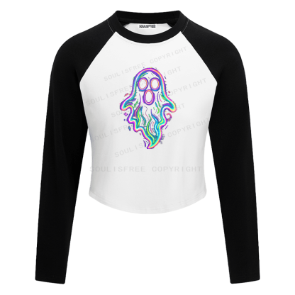 Soulisfree Neon Ghost Color Flow Illusion Raglan Crop Tee