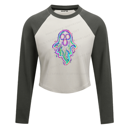 Soulisfree Neon Ghost Color Flow Illusion Raglan Crop Tee