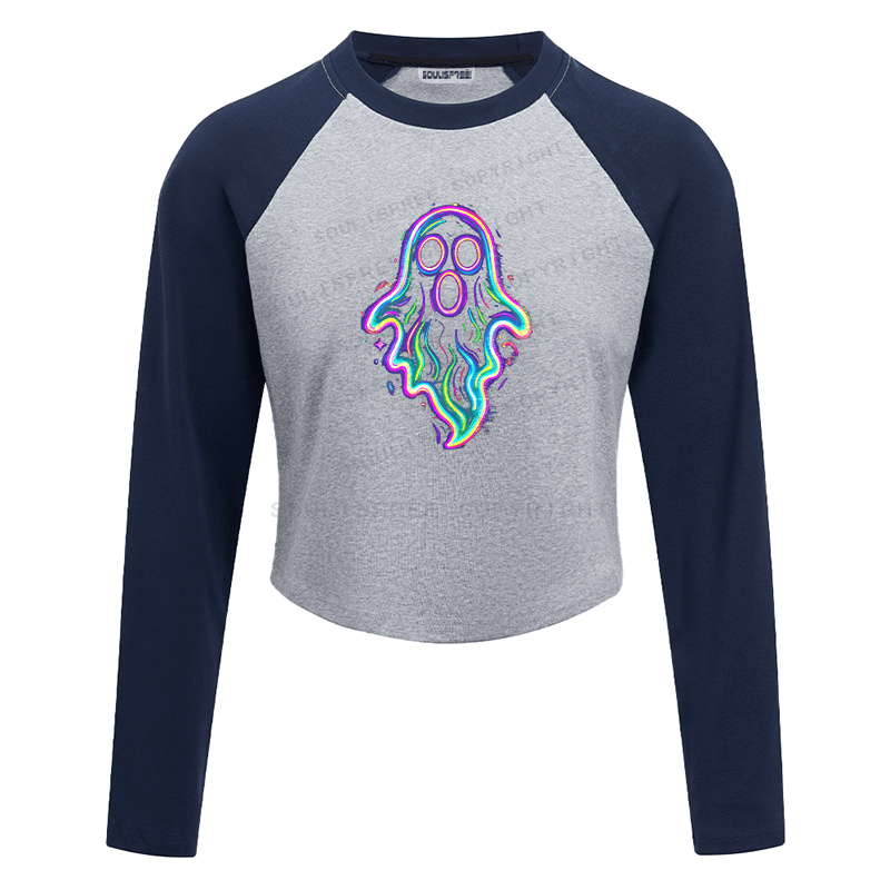 Soulisfree Neon Ghost Color Flow Illusion Raglan Crop Tee