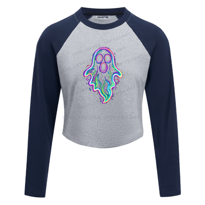 Soulisfree Neon Ghost Color Flow Illusion Raglan Crop Tee