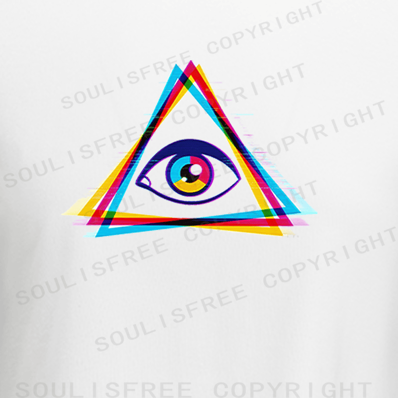 Soulisfree Rainbow Triangle Eye Color Shift Raglan Crop Tee