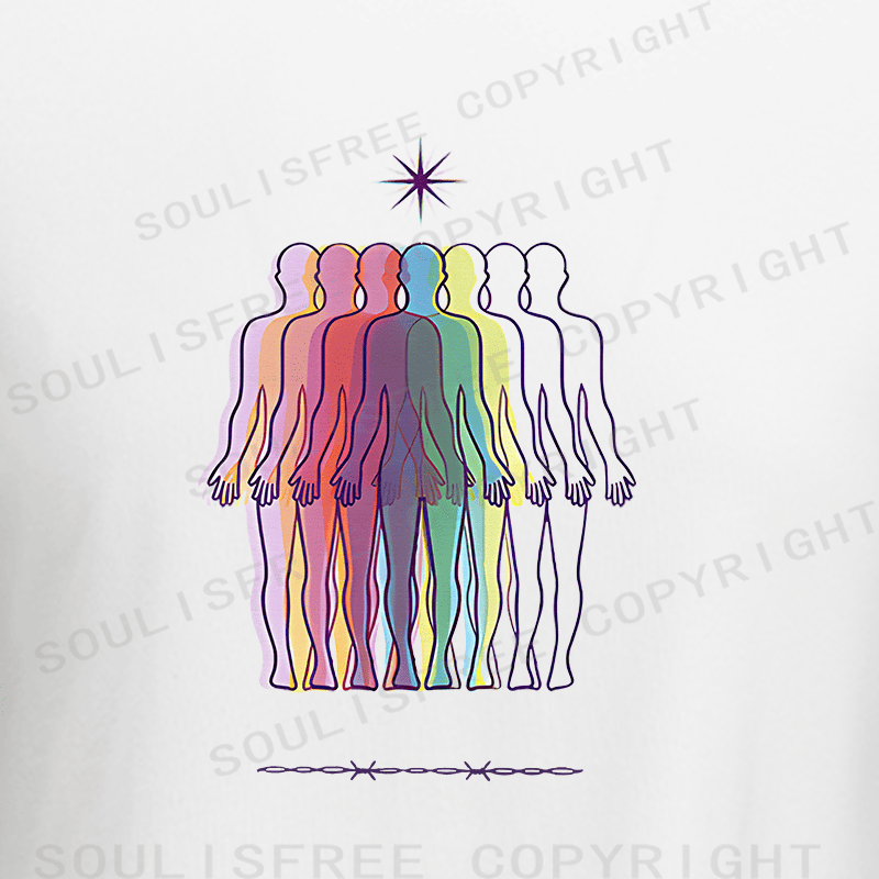Soulisfree Rainbow Silhouette Star Crown IllusionRaglan Crop Tee